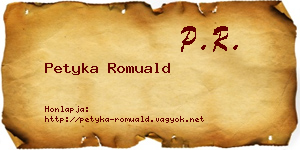 Petyka Romuald névjegykártya